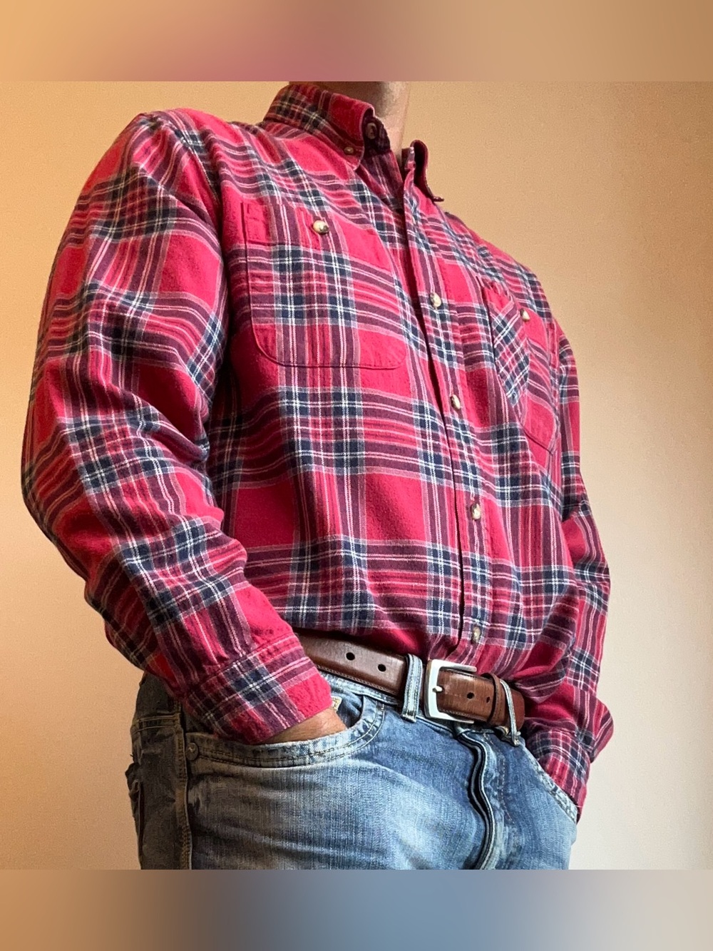 Backpacker Men's Explorer Heavyweight Cotton Plaid Flannel Shirt L
